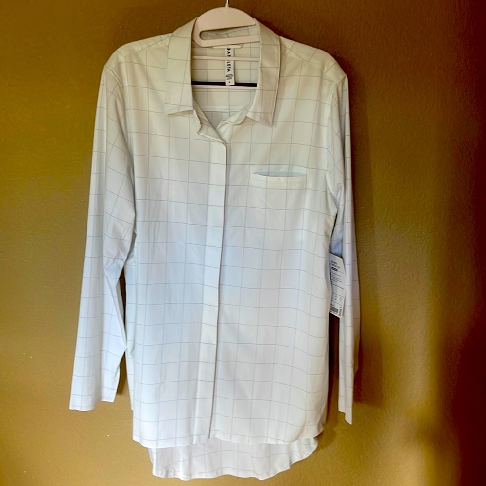 Athleta Urbanite long sleeve printed top size L new with tags